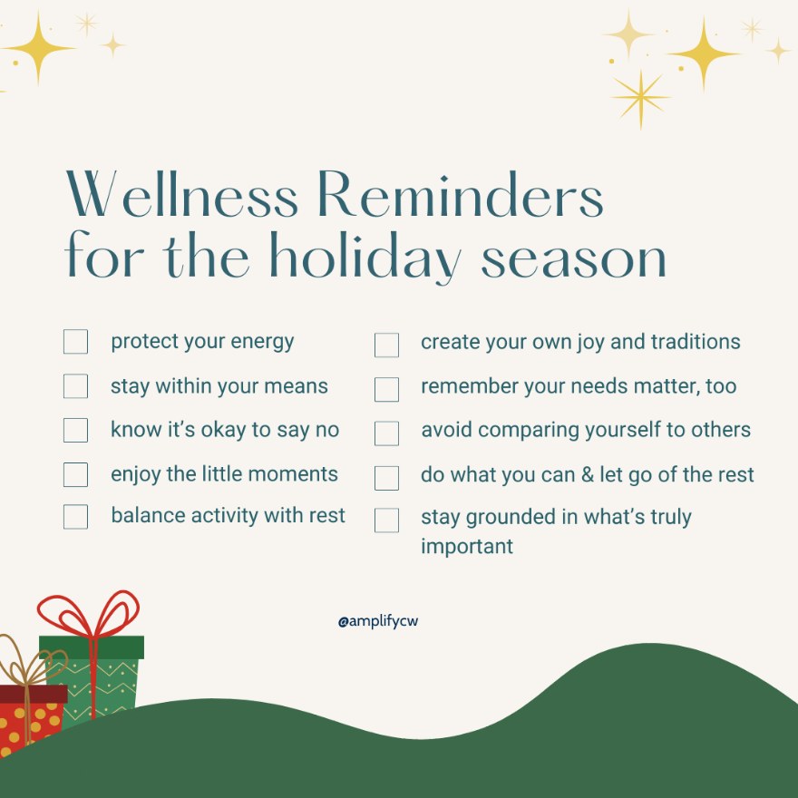 Amplify Community Wellness holiday reminder